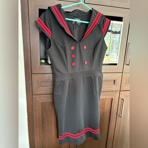 Hell Bunny Black Dress with Red Trim Accents